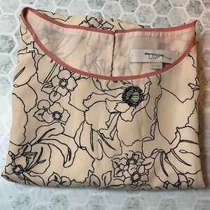 LOFT Cream Blouse with Black Floral Design